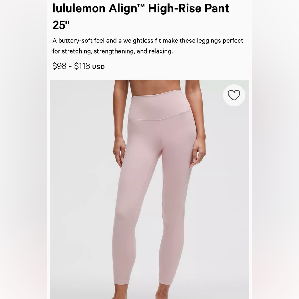 LuluLemon pink yoga leggings sz 6